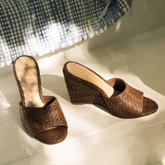 Veronica Beard Shoes - Veronica Beard Dali Brown Woven Raffia Wedge Sandal 8